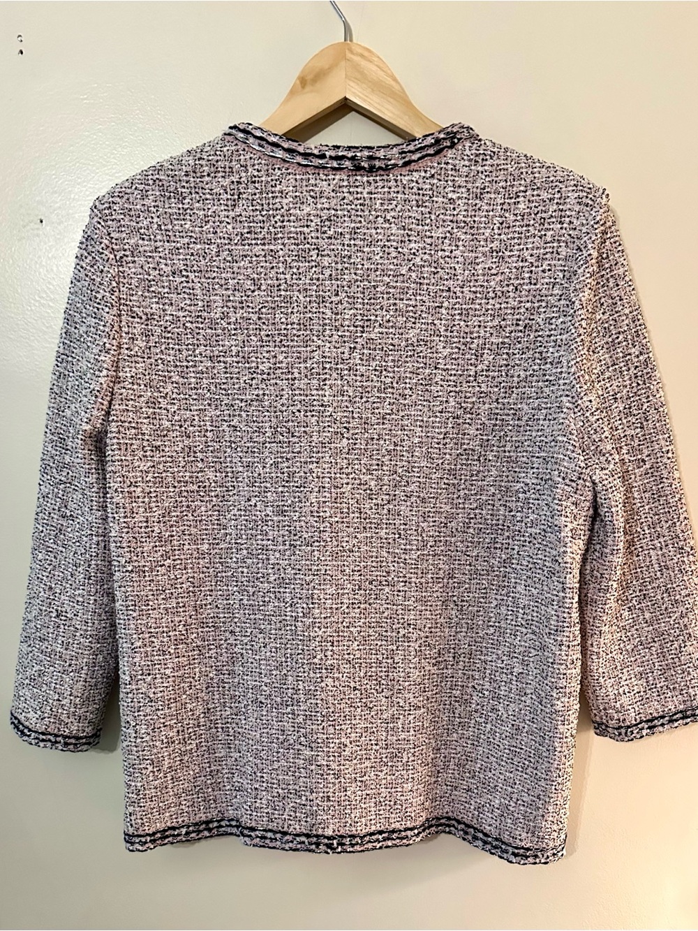 St. John Pink/Off White/Black Tweed Jacket with Contrast Trim - Picture 4 of 5